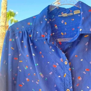 Vintage Colorful Confetti Button-down Long Sleeve